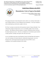 Statement by the Delegation of the United States of America on the humanitarian crisis in Nagorno-Karabakh