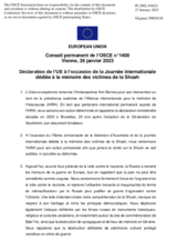 Déclaration de l’UE à l’occasion de la Journée internationale dédiée à la mémoire des victimes de la Shoah