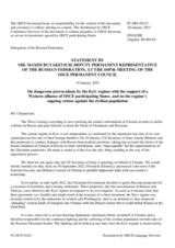 Statement by the Delegation of the Russian Federation on dangerous provocations by the Kiev regime with the support of the Western alliance of OSCE participating States and the ongoing crimes by the Kiev regime against the civilian population