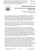 Statement by the Delegation of the United States of America on the Russian Federation’s ongoing aggression against Ukraine