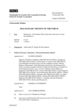 Journal of the 1031st Plenary Meeting of the Forum for Security Co-operation