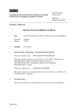 Journal de la 1018ème séance plénière du Forum