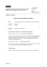 Journal de la 1016ème séance plénière du Forum