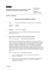 Journal de la 1008ème séance plénière du Forum