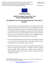 Statement by the Spanish EU Presidency on the recent developments in the north of Kosovo