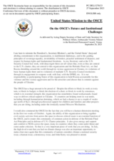 Statement by the Delegation of the United States of America on critical challenges to the OSCE functionality