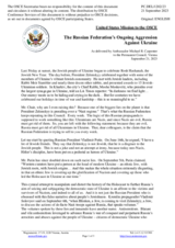 Statement by the Delegation of the United States of America on the Russian Federation’s ongoing aggression against Ukraine
