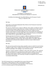 Statement by the Delegation of Norway in response to the report by the Acting Head of the OSCE Presence in Albania, Ambassador Bruce Berton