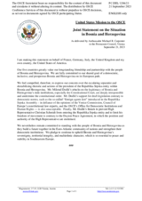 Statement by the Delegation of the United States of America, also on behalf of France, Germany, Italy and the United Kingdom, on the situation in Bosnia and Herzegovina