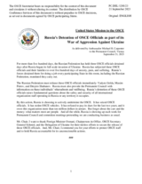 Statement by the Delegation of the United States of America on Russia’s detention of OSCE officials as part of its war of aggression against Ukraine