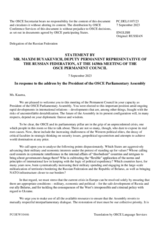 Statement by the Delegation of the Russian Federation in response to the address by the President of the OSCE Parliamentary Assembly, Ms Pia Kauma