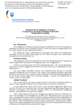 Statement by the Delegation of Ukraine in response to the address by the President of the OSCE Parliamentary Assembly, Ms Pia Kauma