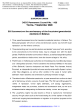 Statement by the Spanish EU Presidency on the third anniversary of the fraudulent presidential elections in Belarus