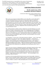 Statement by the Delegation of the United States of America on the third anniversary of the fraudulent presidential elections in Belarus