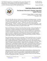 Statement by the Delegation of the United States of America on the Russian Federation’s ongoing aggression against Ukraine