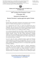 Statement by the Delegation of Portugal on the Russian Federation’s ongoing aggression against Ukraine