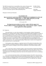 Statement by the Delegation of the Russian Federation on dangerous provocations by the Kiev regime with the support of the Western alliance of OSCE participating States and on the ongoing crimes by the Kiev regime against the civilian population