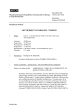 Diario de la 1402ª Sesión plenaria del Consejo Permanente
