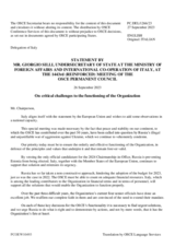 Statement by the Delegation of Italy on critical challenges to the OSCE functionality