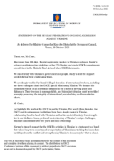 Statement by the Delegation of Norway on the Russian Federation’s ongoing aggression against Ukraine