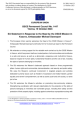 Statement by the Spanish EU Presidency in response to the report by the Head of the OSCE Mission in Kosovo, Ambassador Michael Davenport