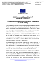 Statement by the Spanish EU Presidency on the World Day Against the Death Penalty and European Day against the Death Penalty, observed on 10 October 2023