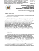 Statement by the Delegation of the United States of America on “Women, Peace and Security”