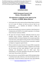 Statement by the Spanish EU Presidency in response to the report by the Director of the Office for Democratic Institutions and Human Rights, Mr. Matteo Mecacci