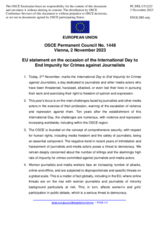 Statement by the Spanish EU Presidency on the occasion of the International Day to End Impunity for Crimes against Journalists, observed on 2 November 2023