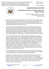 Statement by the Delegation of the United States of America on the Russian Federation’s ongoing aggression against Ukraine