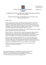 Statement by the Delegation of Norway on the 90th anniversary of the Holodomor genocide committed in Ukraine in 1932–1933 by the totalitarian Stalin regime