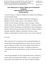 Joint Statement on Human Rights and Fundamental Freedoms