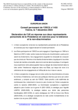 Déclaration de l’UE en réponse aux deux représentants personnels de la Présidence en exercice pour la tolérance et la non-discrimination