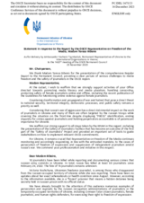 Statement by the Delegation of Ukraine in response to the report by the OSCE Representative on Freedom of the Media, Ms. Teresa Ribeiro