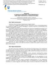 Statement by the Delegation of Ukraine in response to the report by the High Commissioner on National Minorities, Ambassador Kairat Abdrakhmanov