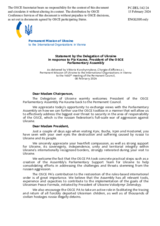 Statement by the Delegation of Ukraine in response to the address by the President of the OSCE Parliamentary Assembly, Ms Pia Kauma
