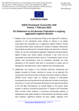 Statement by the Belgian EU Presidency on the Russian Federation’s ongoing aggression against Ukraine