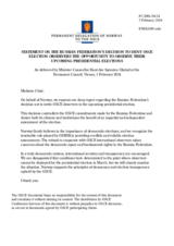 Statement by the Delegation of Norway on reasons for the OSCE/ODIHR’s absence from international observation of the 2024 presidential election in the Russian Federation, to be held from 15 to 17 March 2024