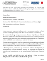 Opening address by the Chairperson-in-Office and Minister for Foreign and European Affairs and Trade of Malta, Hon. Dr. Ian Borg