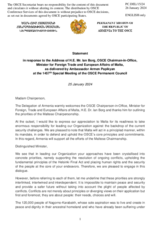 Statement by the Delegation of Armenia in response to the opening address by the Chairperson-in-Office and Minister for Foreign and European Affairs and Trade of Malta, Hon. Dr. Ian Borg