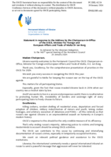 Statement by the Delegation of Ukraine in response to the opening address by the Chairperson-in-Office and Minister for Foreign and European Affairs and Trade of Malta, Hon. Dr. Ian Borg