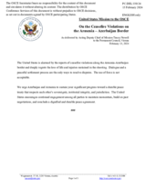 Statement by the Delegation of the United States of America on ceasefire violations on the Armenia-Azerbaijan border