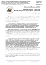 Statement by the Delegation of the United States of America on the Security Dialogue on Women, Peace and Security