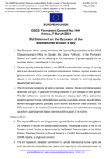 Statement by the Belgian EU Presidency in response to the address by the Special Representative of the OSCE Chairperson-in-Office on Gender on the occasion of International Women’s Day