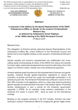 Statement by the Delegation of Armenia in response to the address by the Special Representative of the OSCE Chairperson-in-Office on Gender on the occasion of International Women’s Day