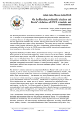 Statement by the Delegation of the United States of America on the Russian presidential election and Russia’s violations of OSCE principles and commitments