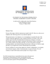 Statement by the Delegation of Norway on the Russian Federation’s ongoing aggression against Ukraine