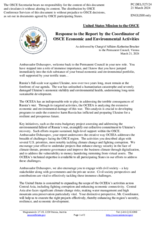 Statement by the Delegation of the United States of America in response to the report by the Co-ordinator of OSCE Economic and Environmental Activities, Ambassador Bakyt Dzhusupov