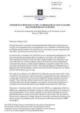 Statement by the Delegation of Norway in response to the report by the Co-ordinator of OSCE Economic and Environmental Activities, Ambassador Bakyt Dzhusupov