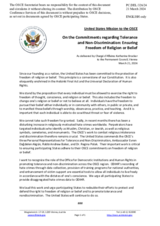 Statement by the Delegation of the United States of America on commitments regarding tolerance and non-discrimination: ensuring freedom of religion or belief